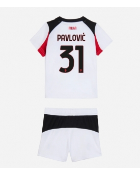 AC Milan Strahinja Pavlovic #31 Maglia Gara Trasferta Repliche 2025-26 Bambino Maniche Corte